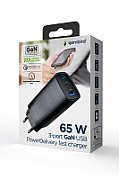 Gembird TA-UC-PDQC65-01-BK 3-port 65 W GaN USB PowerDelivery fast charger  black