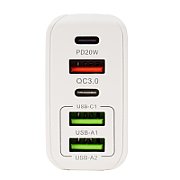 ALIMENTATOR retea SPACER Quick Charge 37W, 1 x USB Type-C 20W + 1 x USB QC 3.0 18W, 2 x USB 2.4A + 1 x USB Type-C 2.4A  SPAR-CINQUEQ-01  (timbru verde 0.18 lei)