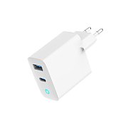 ALIMENTATOR retea 220V GEMBIRD, universal, 1 x USB Type-C D 30W, 1 x USB-A 3.0  QC 30W, indicator LED, tehnologie GaN, alb,  TA-UC-PDQC30L-W-01  (timbru verde 0.18 lei)