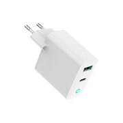 ALIMENTATOR retea 220V GEMBIRD, universal, 1 x USB Type-C D 30W, 1 x USB-A 3.0  QC 30W, indicator LED, tehnologie GaN, alb,  TA-UC-PDQC30L-W-01  (timbru verde 0.18 lei)