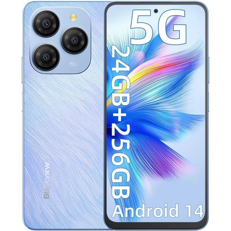 Blackview Shark 9 6.67-inch HD+IPS,720*1604 Resolution, 90Hz Refresh Rate,85% Screen-to-body Ratio, 8 GB RAM & 256GB ROM, LPDDR4X+ UFS2.2, DokeOS 4.0 Based on Android 14, 5000mAh 18W Fast Charging, 4G, 5G Band, Blue