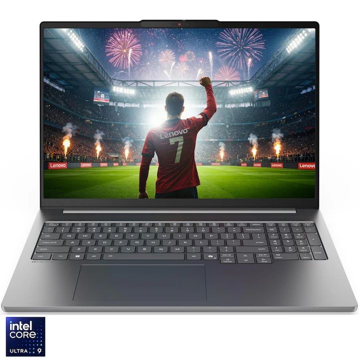 Laptop Lenovo IdeaPad Pro 5 16IPH11 intel core ultra 9, 16 inch 2880 x 1800 pixeli, Intel 386H (16 C / 16 T, 4.90 GHz, 18 MB Intel Smart Cache cache, 50 W), 32 GB DDR5, 1TB SSD, nvidia 5060, Fara sistem de operare, Tastatura English, Gri